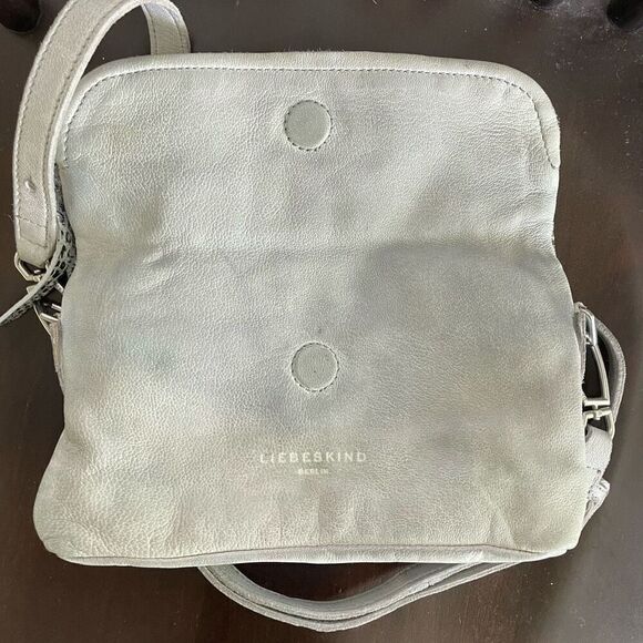 Liebeskind Berlin Nyala Goat Leather Colored Snake Crossbody Purse Bag Grey - Picture 7 of 13